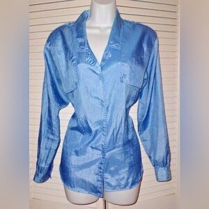 Vintage 1990 Diane Von Furstenberg Light Blue Blouse